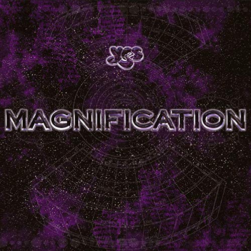 "Album cover with 'Yes' logo and 'Magnification' text on a purple, starry background."