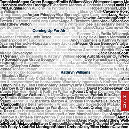 "Album cover with 'Coming Up For Air' text and 'HCR' logo on a names background."
