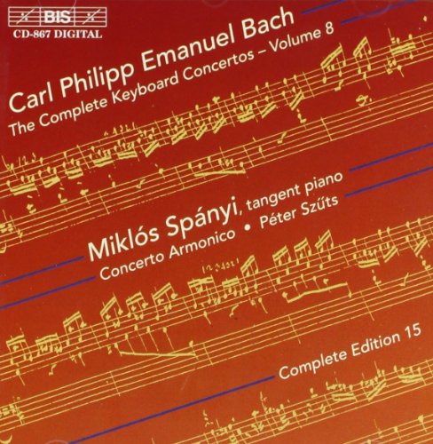 A red CD cover with yellow sheet music and white text describing the product.