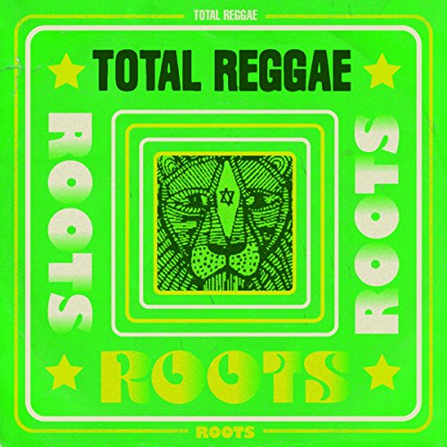 "Green vinyl record cover with 'Total Reggae Roots' text and abstract face illustration."