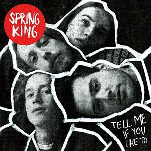 "Album cover with multiple black and white images of a person's face."