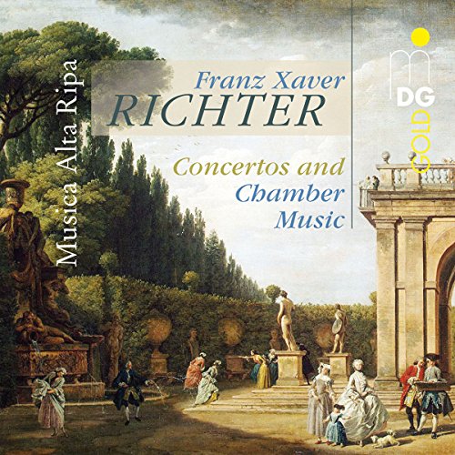"CD cover featuring a 18th-century garden scene with people and statues."