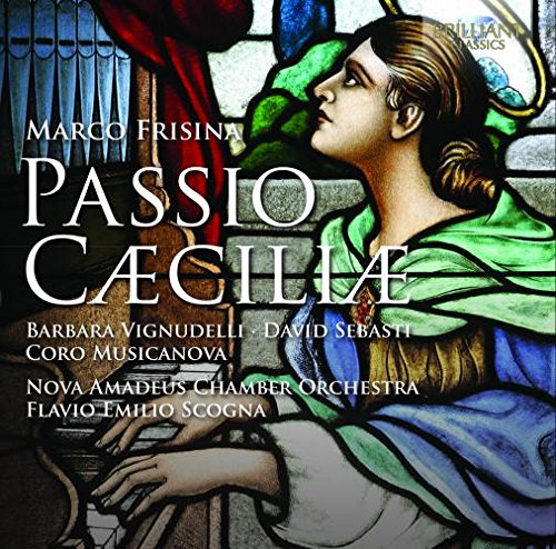 "CD cover featuring stained glass image of a woman playing an organ."