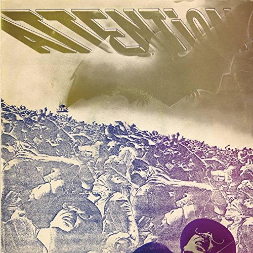"Vinyl album cover with chaotic battle scene and stylized text."