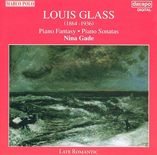 Red CD cover with seascape painting and white text "Louis Glass" and "Nina Gade".