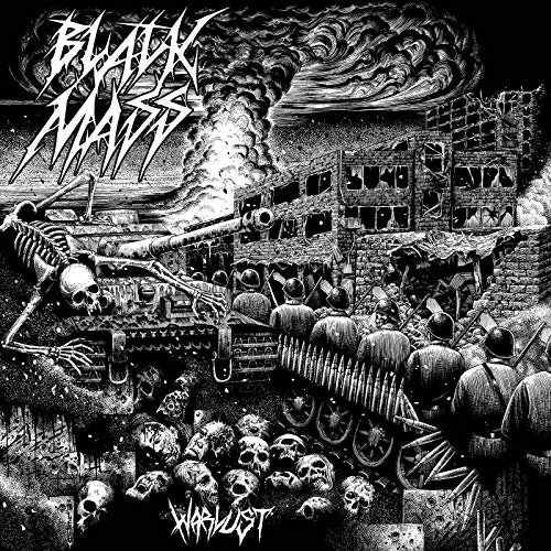 "Album cover art: black and white illustration of soldiers and skeletons in a war scene."