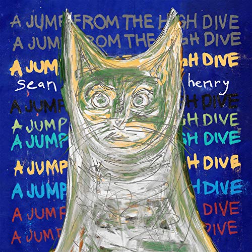 The image depicts a cat on a blue background with text overlay.