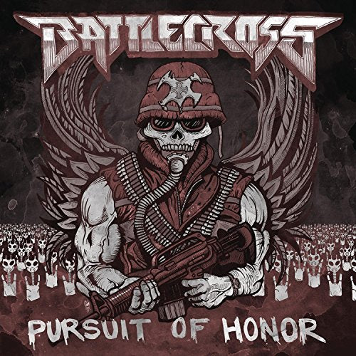 "Album cover art featuring a skeleton soldier with wings holding a gun."