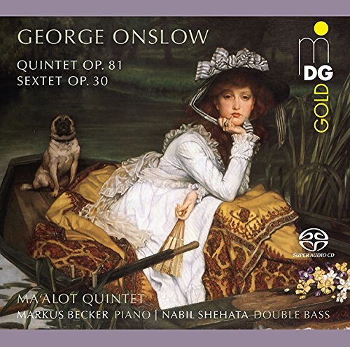 CD cover art featuring a 18th-century woman reclining with a pug.