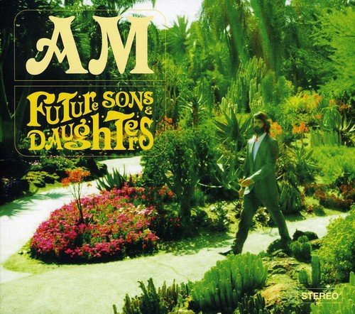 "CD album cover featuring a man in a suit walking through a lush garden."