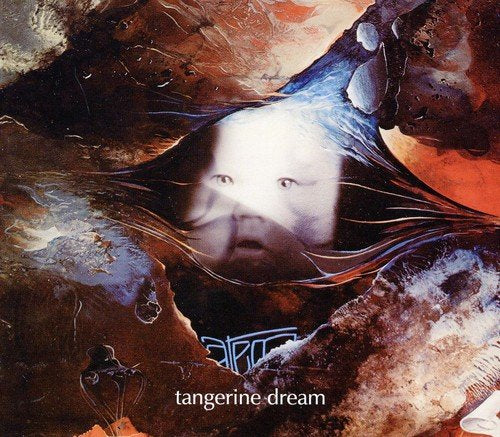 "Tangerine Dream CD cover featuring a man's face surrounded by abstract, dark, swirling patterns."