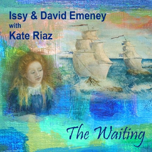 "Album cover featuring a girl and sailing ships on a textured, blue background."