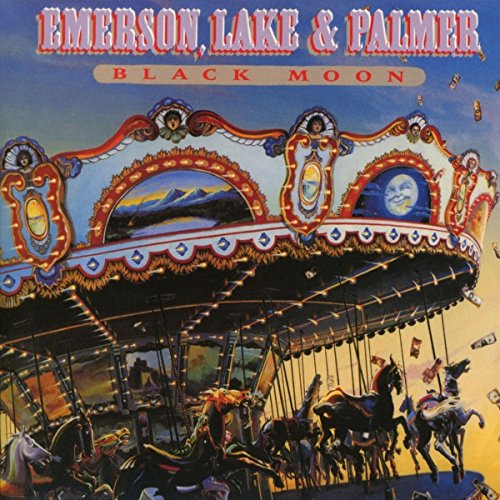 "Album cover featuring a merry-go-round with a moon face and horses."