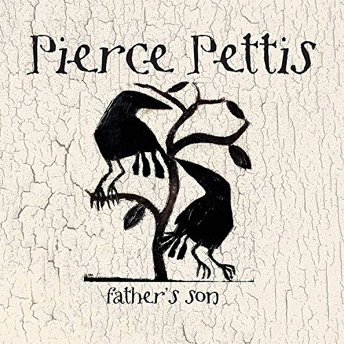 "Album cover with black illustration of a bird-like plant on cracked beige background."