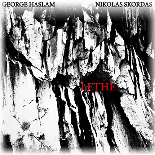 Album cover with black and white rocky texture and red title "Lethe".