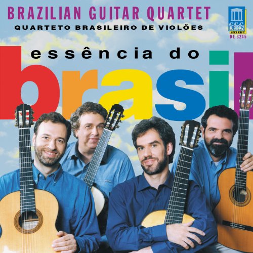 "CD cover featuring four men holding guitars, with colorful text and sky background."
