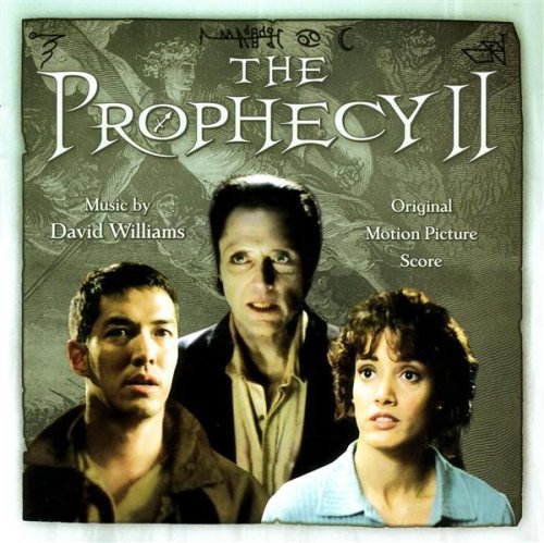 "CD cover for 'The Prophecy II' soundtrack featuring three actors."