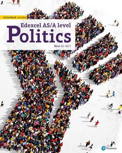 "Edexcel AS & A level Politics" textbook cover featuring a crowd forming a megaphone shape.