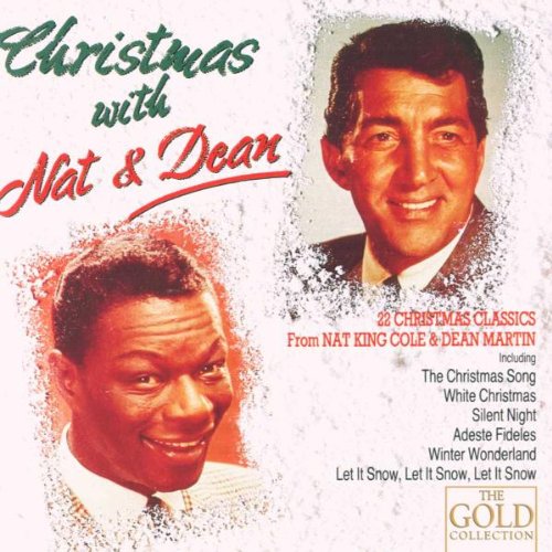 "CD cover featuring Nat King Cole and Dean Martin with festive title and song list."