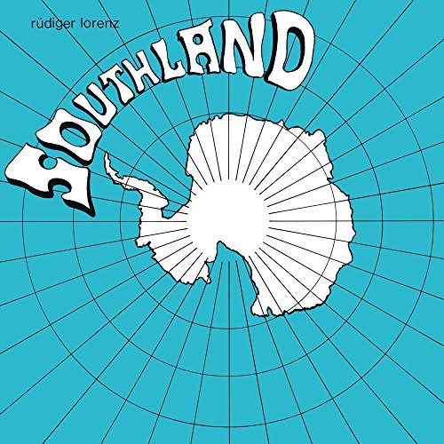 A vinyl record cover with a blue background and a white map of Antarctica.