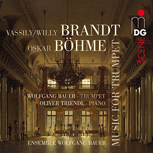 "CD cover featuring a grand, ornate hall with people and a chandelier."