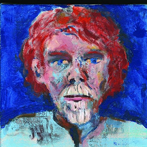 The image shows a painting of a person with red hair and a blue background. For accessibility purposes, a concise alt text could be: "Painting of a person with red hair against a blue background."
