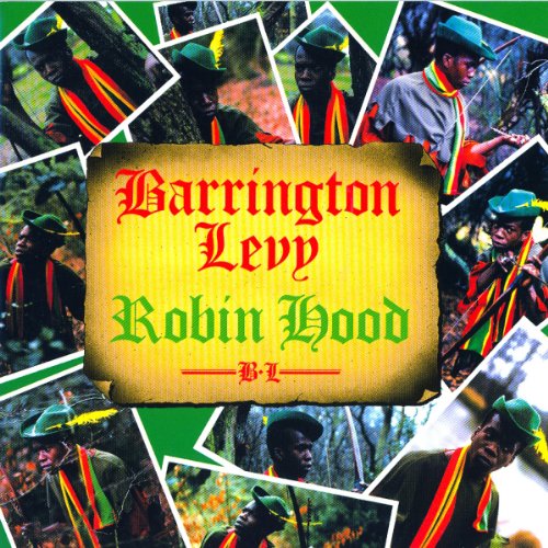 "Barrington Levy's 'Robin Hood' album cover with images of a man in forest surroundings."