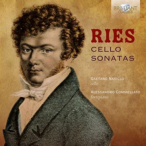 CD cover featuring a man's portrait with "Ries Cello Sonatas" text.