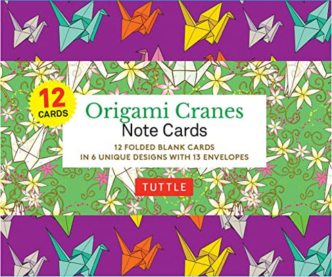 Origami Cranes Note Cards- 12 Cards: In 6 Designs With 13 Envelopes (Card Sized 4 1/2 X 3 3/4 inch)