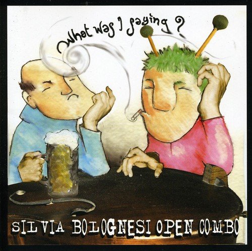"Album cover art featuring cartoon men at a table, with text 'Silvia Bolognesi Open Combo'."