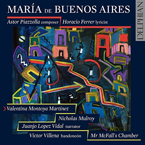 "Album cover with abstract cityscape artwork and white text on dark blue background."