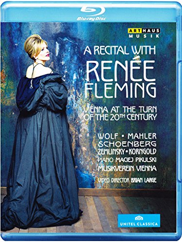 Blue-ray case cover with Renée Fleming in a long, dark blue dress.