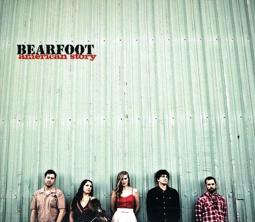 "Album cover featuring five musicians standing against a corrugated metal wall, 'Bearfoot American Story'."