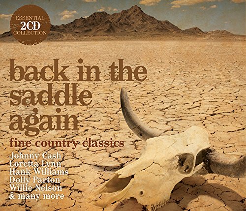 "CD cover with cow skull in dry terrain, featuring country artists' names and title."