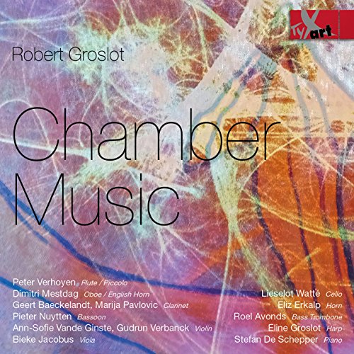 "CD cover with 'Chamber Music' title on abstract, multicolored background."