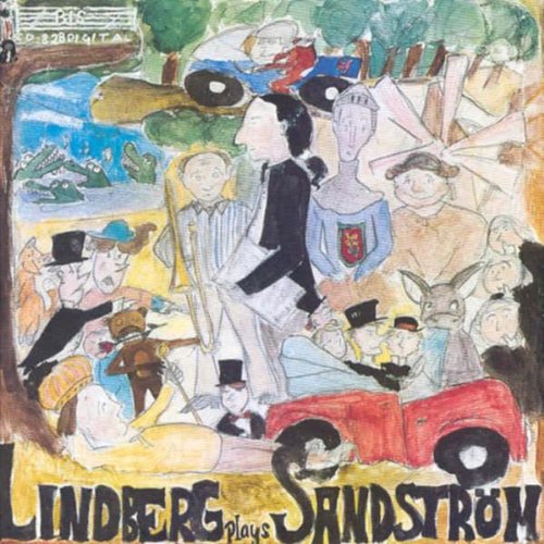 "Album cover art featuring a whimsical illustration with people, animals, and vehicles."