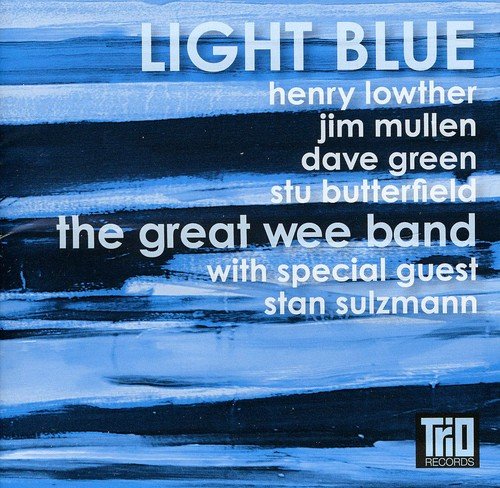 "Blue abstract album cover with white text, featuring 'Light Blue' and artist names."