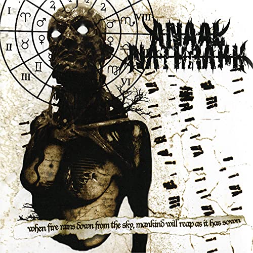 "Album cover featuring a dark, grungy skeleton with astrological symbols and text."