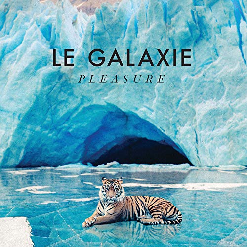 "Vinyl record cover featuring a tiger lying in icy water with a glacier background."