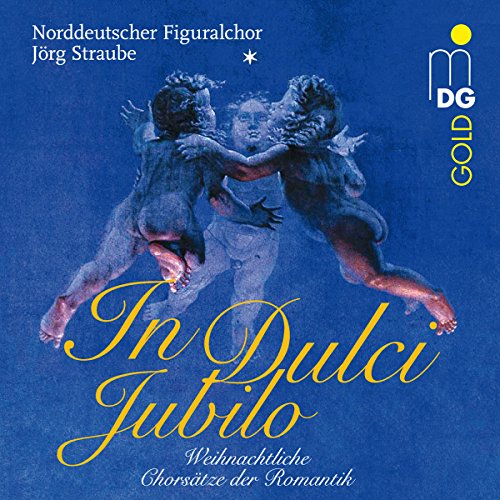"CD cover with blue background, cherub image, and 'In Dulci Jubilo' in yellow script."