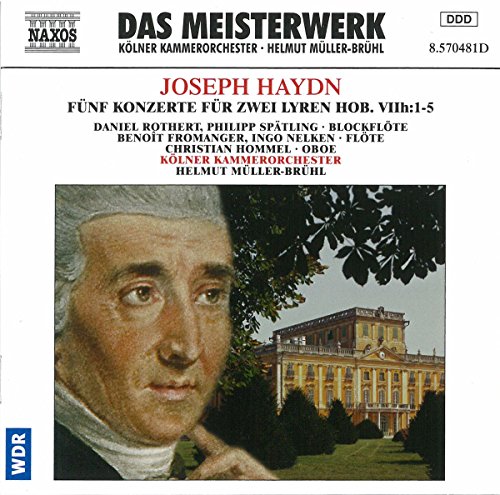 CD cover with portrait of Joseph Haydn and a large estate in the background.