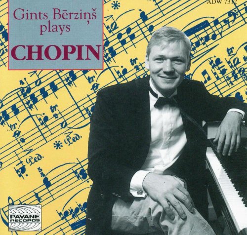 Man in tuxedo sitting at piano on a yellow musical background.
