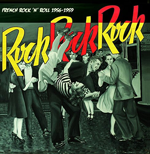 "Vinyl album cover with dancing couple and 'Rock Rock Rock' text in yellow and red."