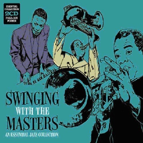 "CD cover art featuring three jazz musicians playing instruments against a teal background."