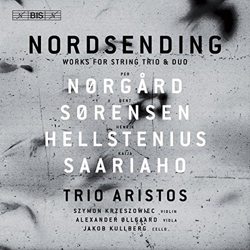 "CD cover with gray background, black and white text, featuring 'NordSending' and 'Trio Aristos'."