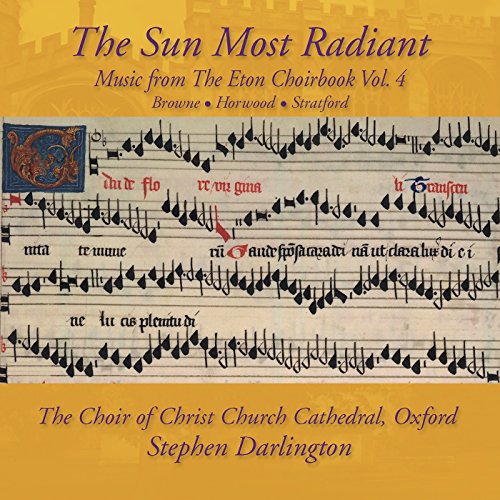 "CD cover with sheet music and title 'The Sun Most Radiant' on yellow background."