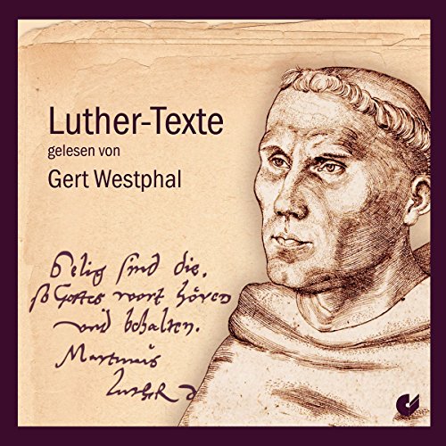 "CD cover with sketch of Martin Luther and German text on aged paper background."