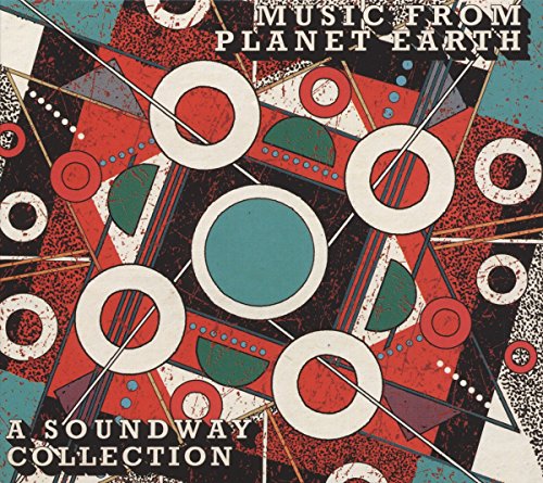 "Album cover with abstract geometric shapes in red, blue, and white, titled 'Music from Planet Earth'."