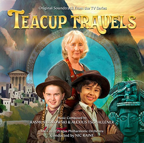 "Album cover for 'Teacup Travels' featuring a woman and two children."