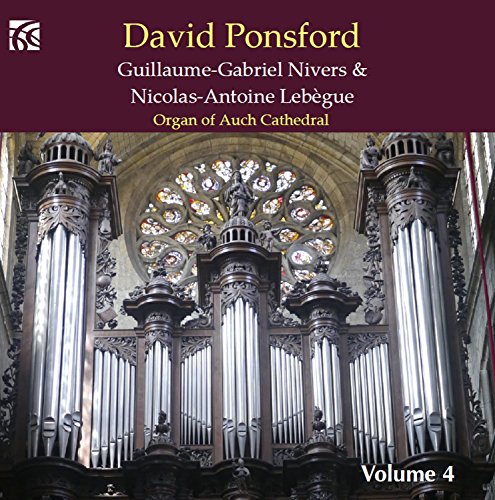 CD cover with ornate organ pipes and stained glass window, burgundy top section.